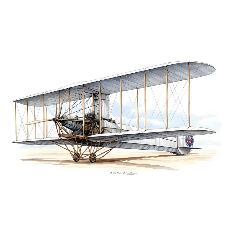 Old-fashioned Biplane with Dual Wings