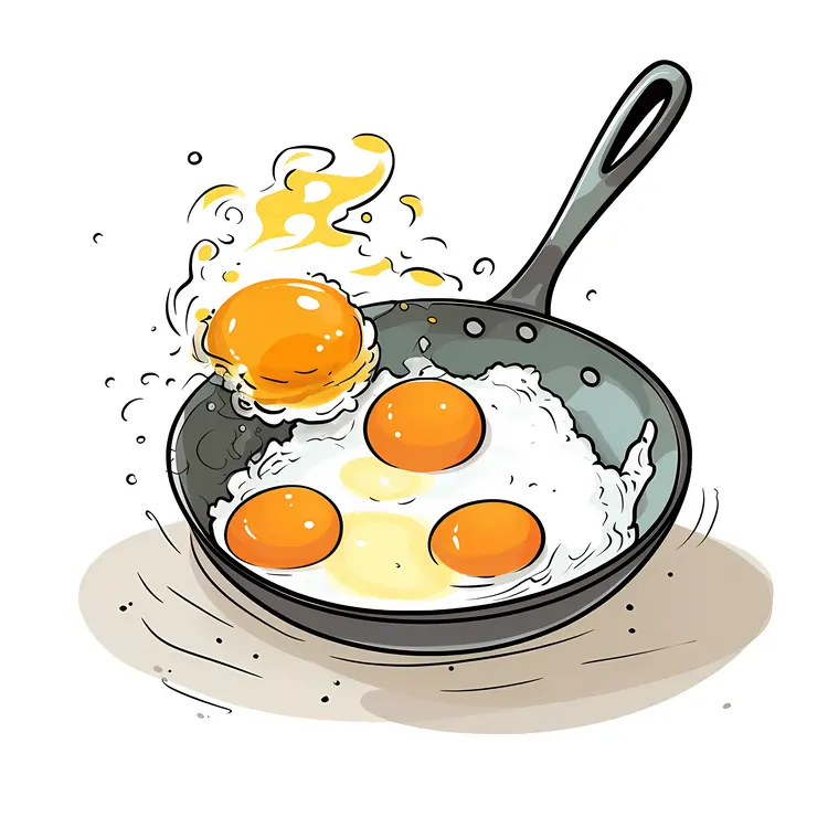 Cartoon Fried Eggs in a Pan