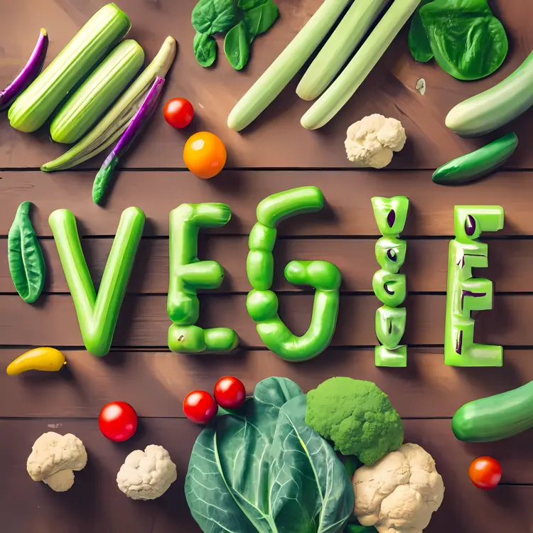 Veggie Text Made of Green Vegetables