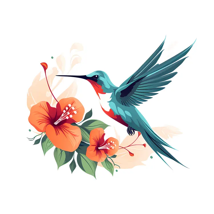 Colorful Hummingbird with Orange Flowers