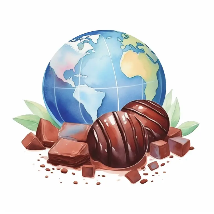 Assorted Chocolates with Globe Illustration