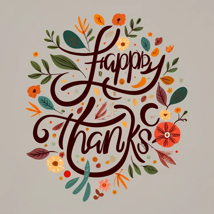 Happy Thanks with Floral Design