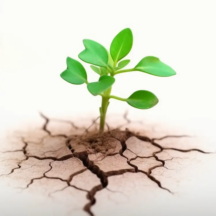 Green Plant Growing Through Cracked Soil