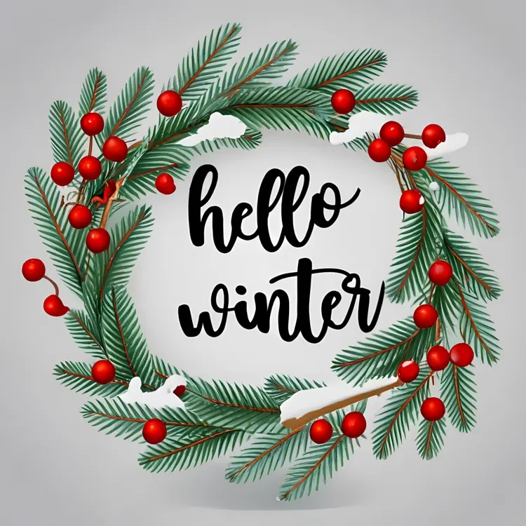 Hello Winter Greeting with Snowflakes