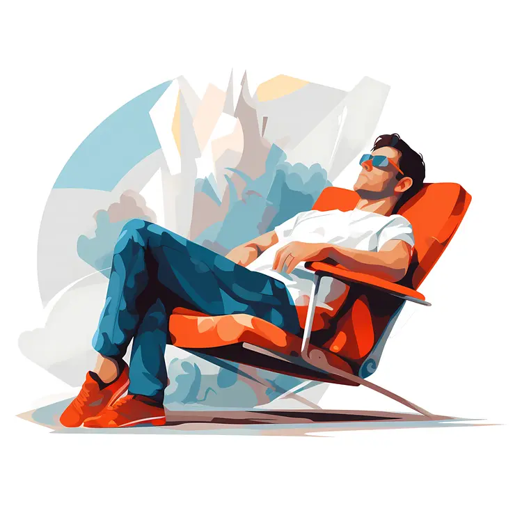 Relaxed Man in Lounge Chair on a Summer Day