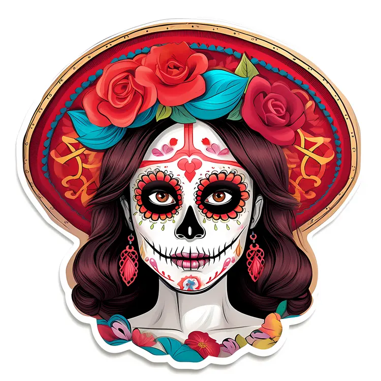 Beautiful Sugar Skull Woman for Day of the Dead