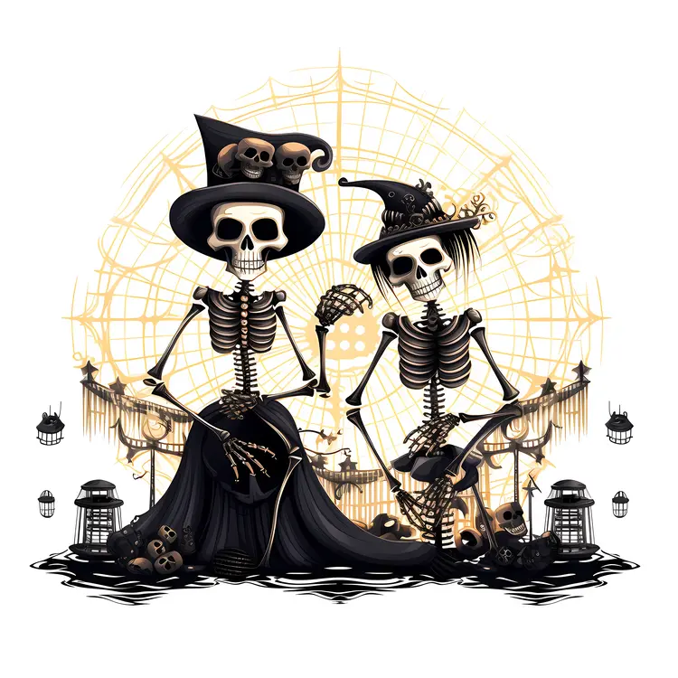 Skeleton Witches with Web