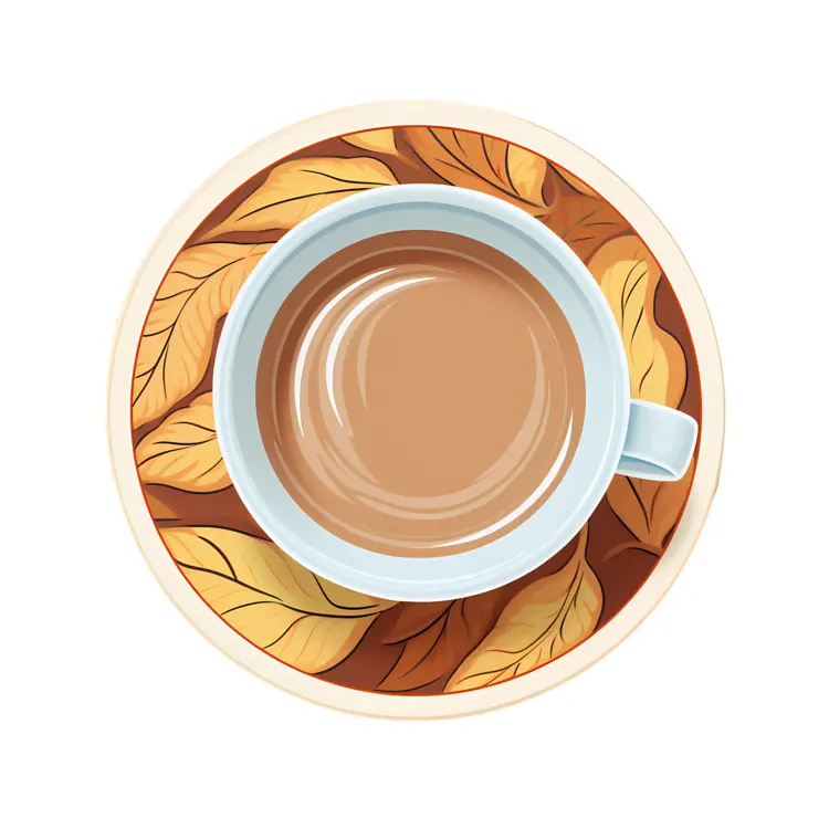 Beautiful coffee cup with autumn leaves design
