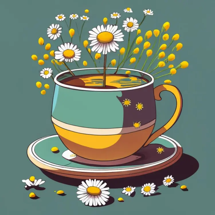 Chamomile Tea Cup with Flowers