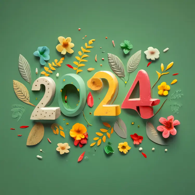 Green Floral 2024 for New Year Celebration