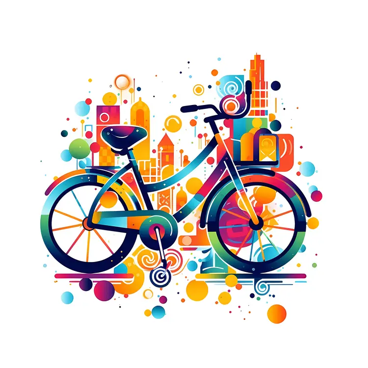 Colorful Bicycle with City Background