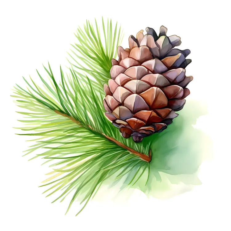 Pine Cone and Needles Illustration for Christmas Decor