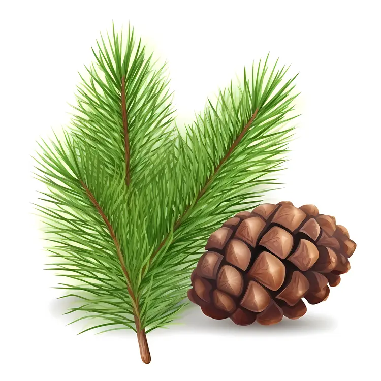 Pine Cone and Branch Illustration for Christmas Decor