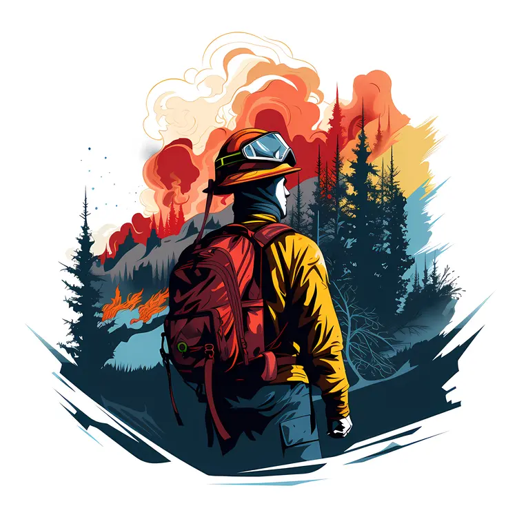Firefighter Battling Forest Fire