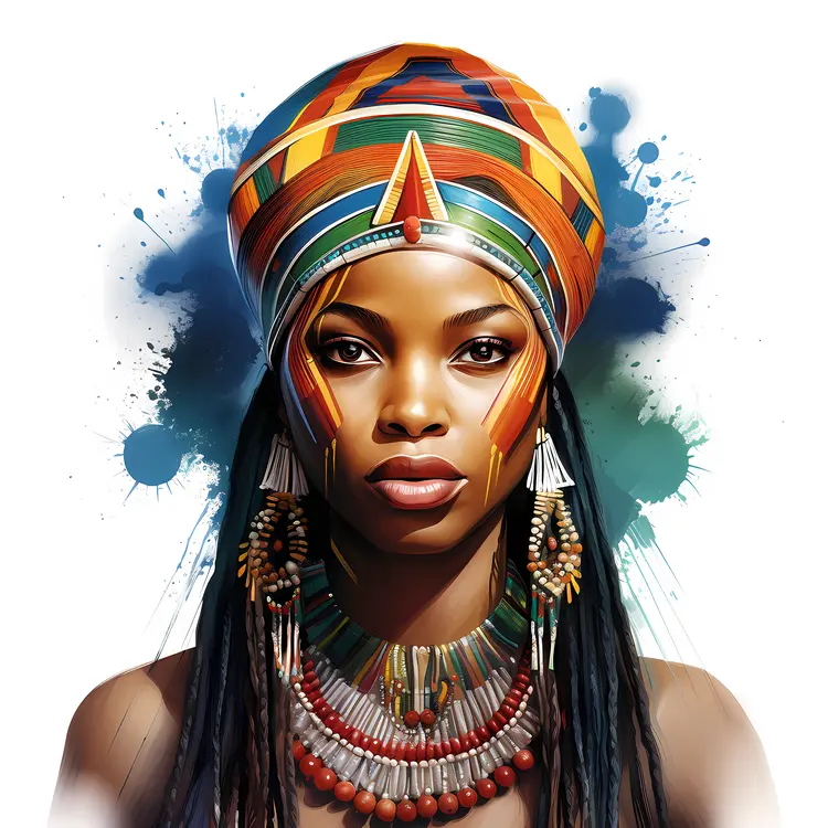 Woman with Colorful Headwrap Portrait
