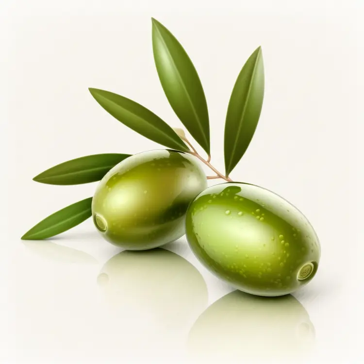 Fresh Green Olives with Leaves