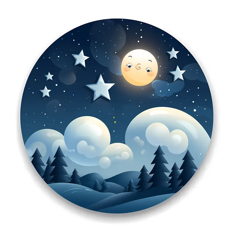 Peaceful Night Sky with Moon and Stars