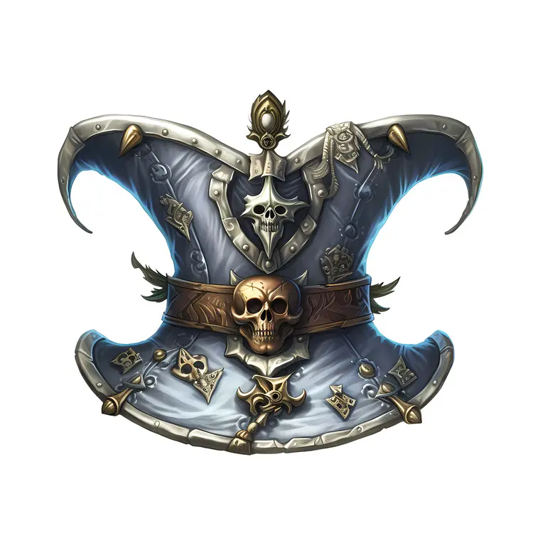 Blue and Silver Pirate Hat with Skull Emblem
