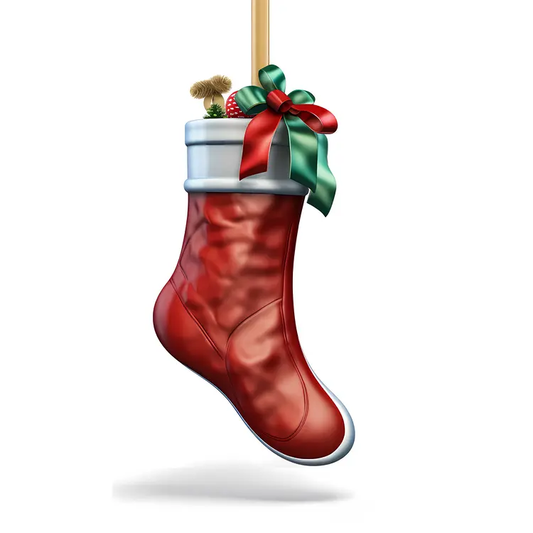 Red Christmas Stocking with Ribbon
