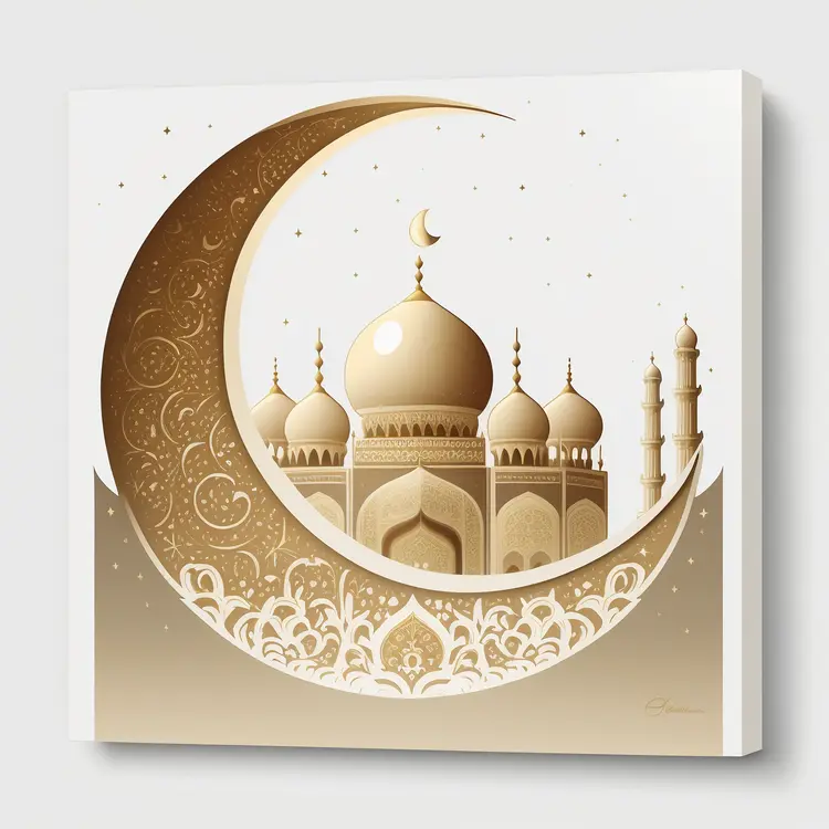 Golden Mosque with Crescent Moon Illustration
Golden Mosque with Crescent Moon Illustration