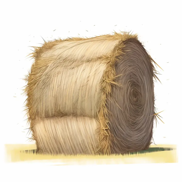 Large Hay Bale Illustration