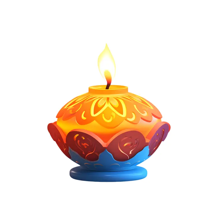 Decorative Diya Lamp with Flame