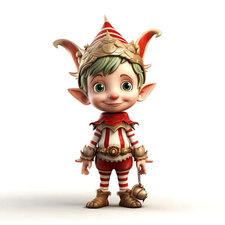 Adorable Elf with Jester Hat and Jingle Bell