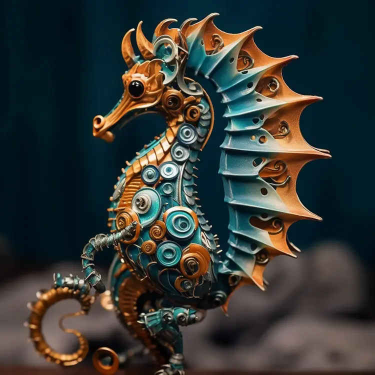 Intricate Steampunk Seahorse Sculpture
