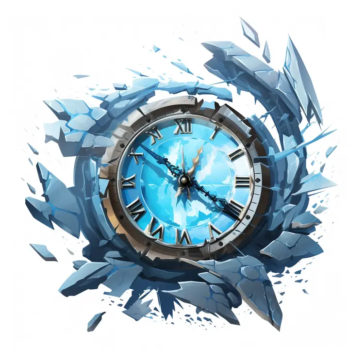 Shattered Clock with Roman Numerals