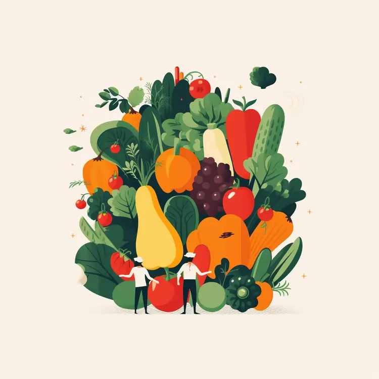 Colorful Vegetables and Fruits Illustration
