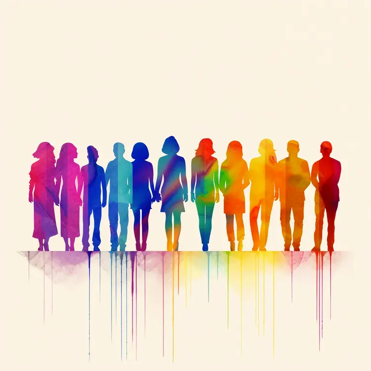 Colorful Silhouettes of People in Unity Concept