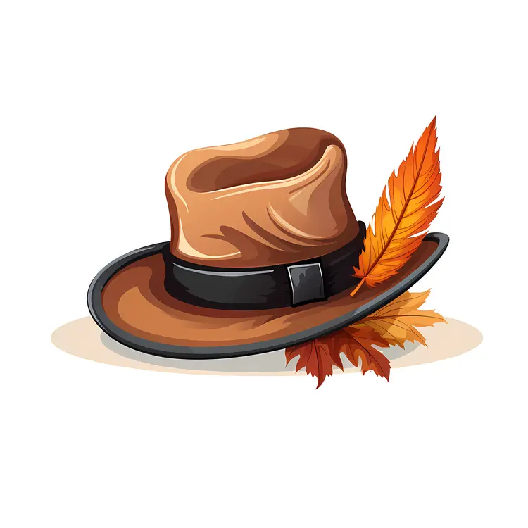 Tan Cowboy Hat with Autumn Leaves