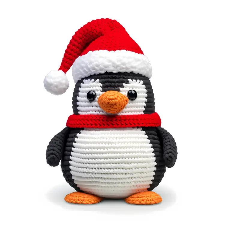Charming Penguin in Santa Hat and Scarf for Christmas
