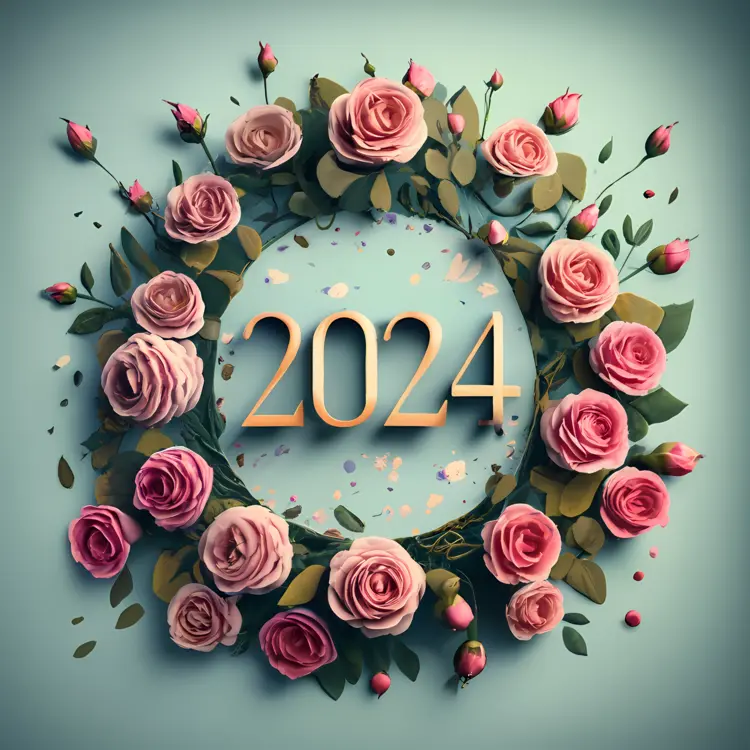 Lovely Rose Wreath 2024 New Year Greeting