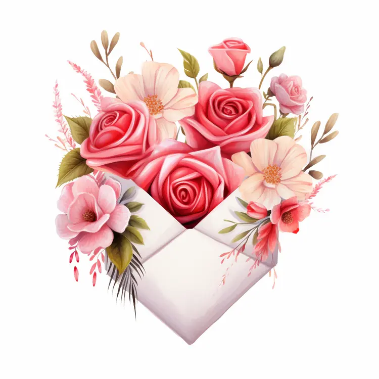 Pink Flowers in Envelope