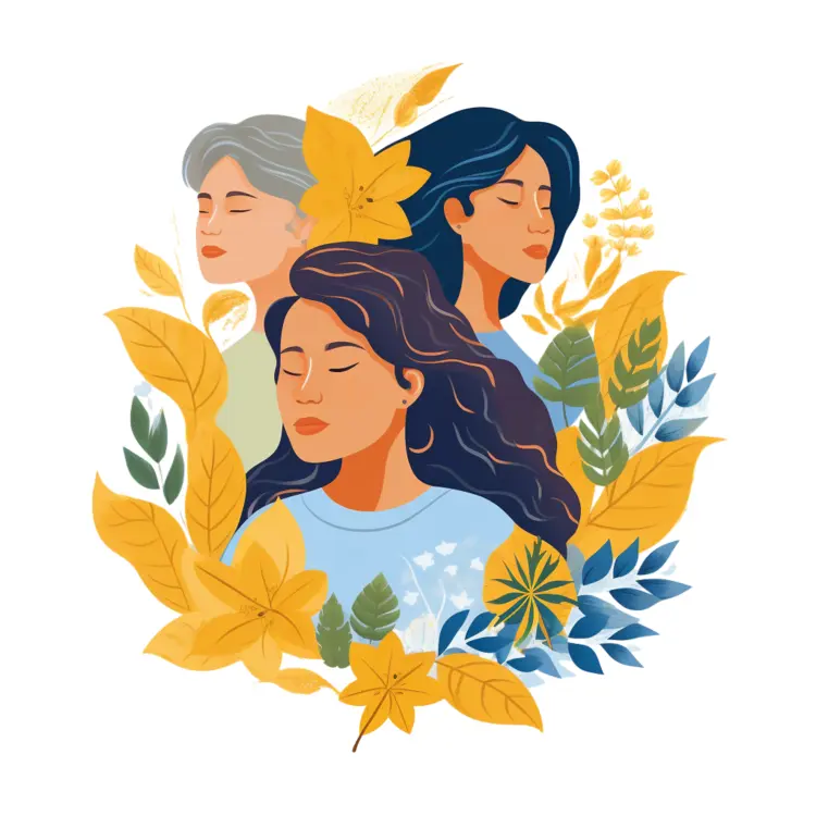 Peaceful Women Surrounded by Autumn Leaves