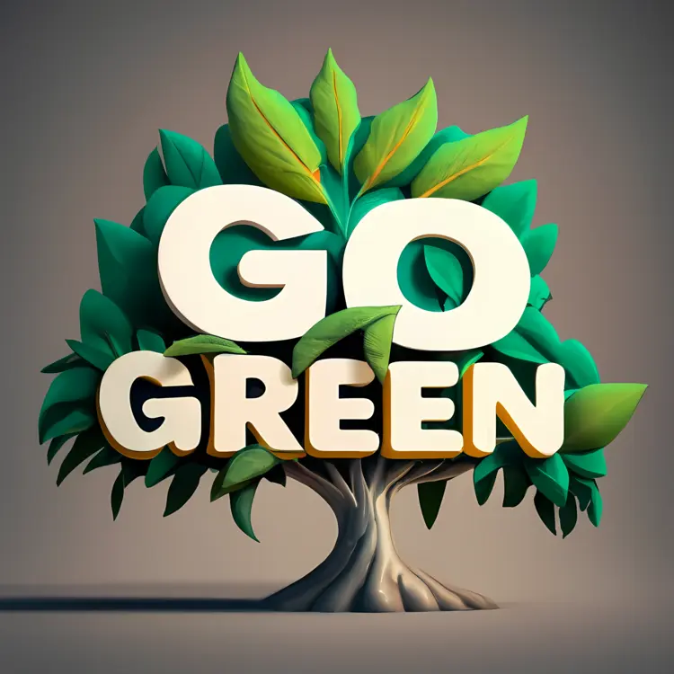 Go Green Sign with Tree and Leaves