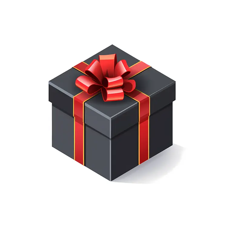 Black Gift Box with Red Ribbon and Bow
