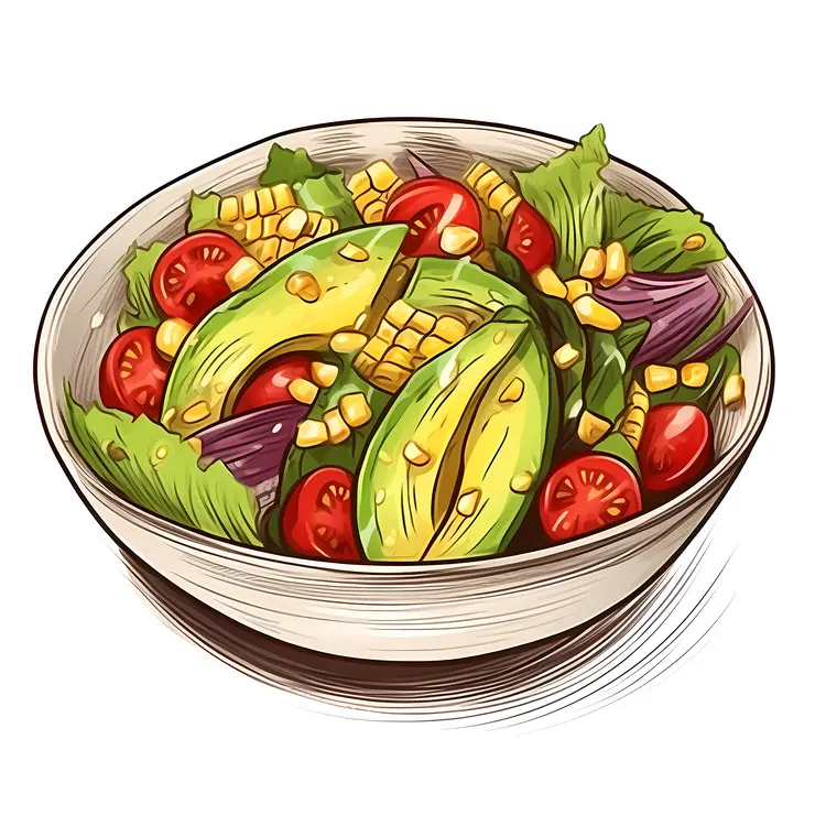 Fresh Avocado Salad Illustration