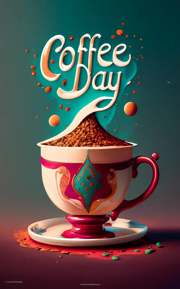 Coffee Day Celebration with a Decorative Cup
