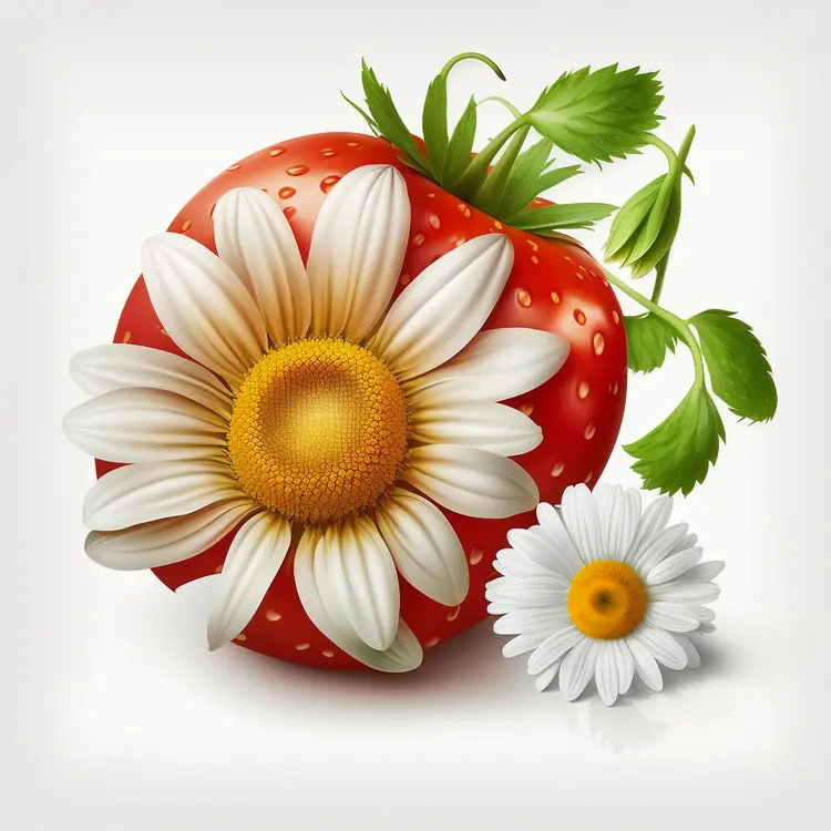 Strawberry with Daisy Flowers