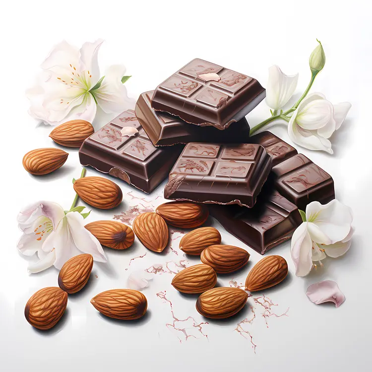 Chocolate Bars with Almonds and Flowers