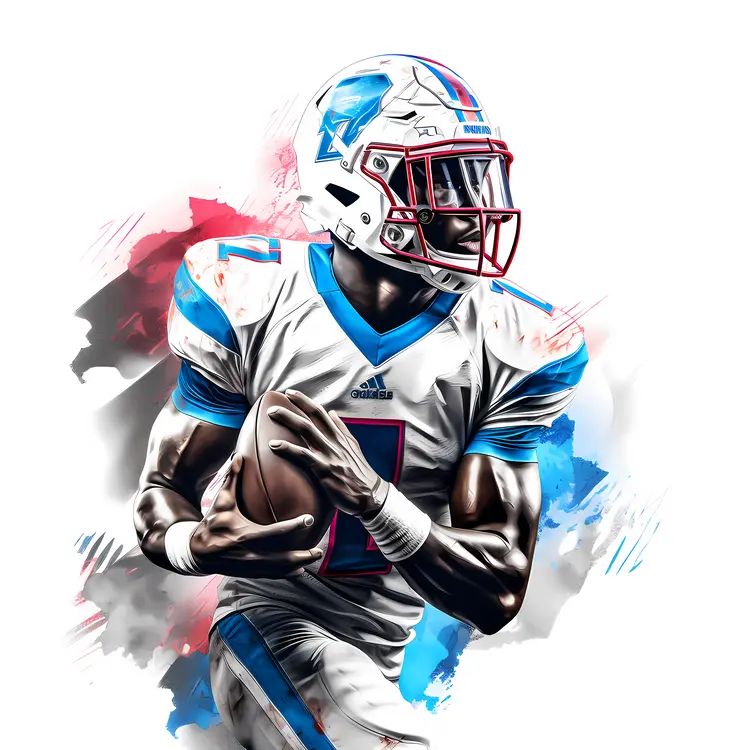 Football Player in White and Blue Uniform