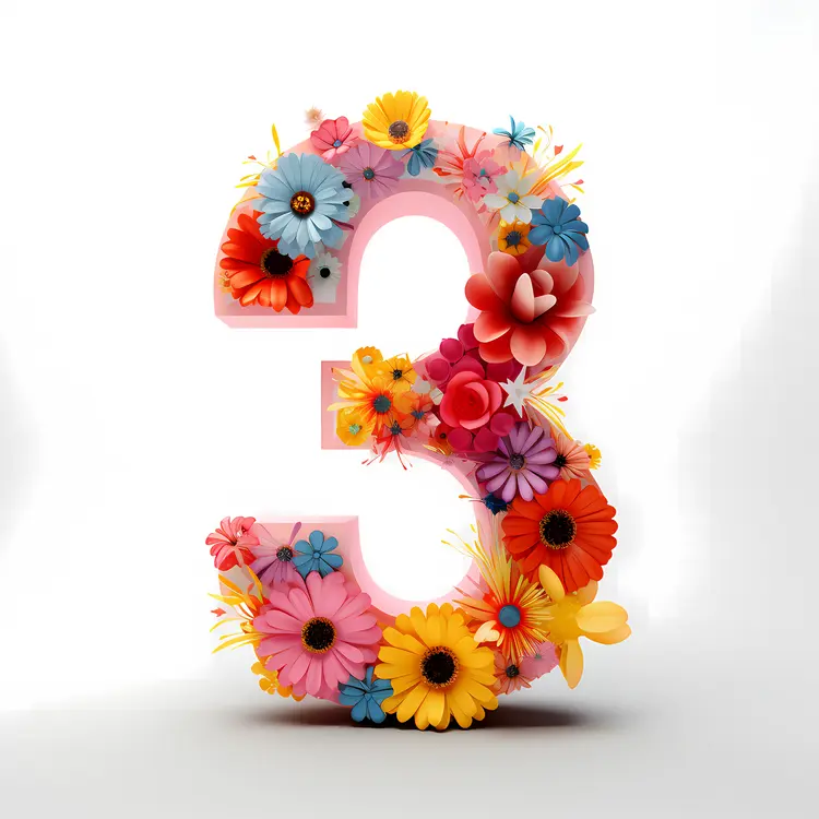Floral Number 3 with Bright Flowers