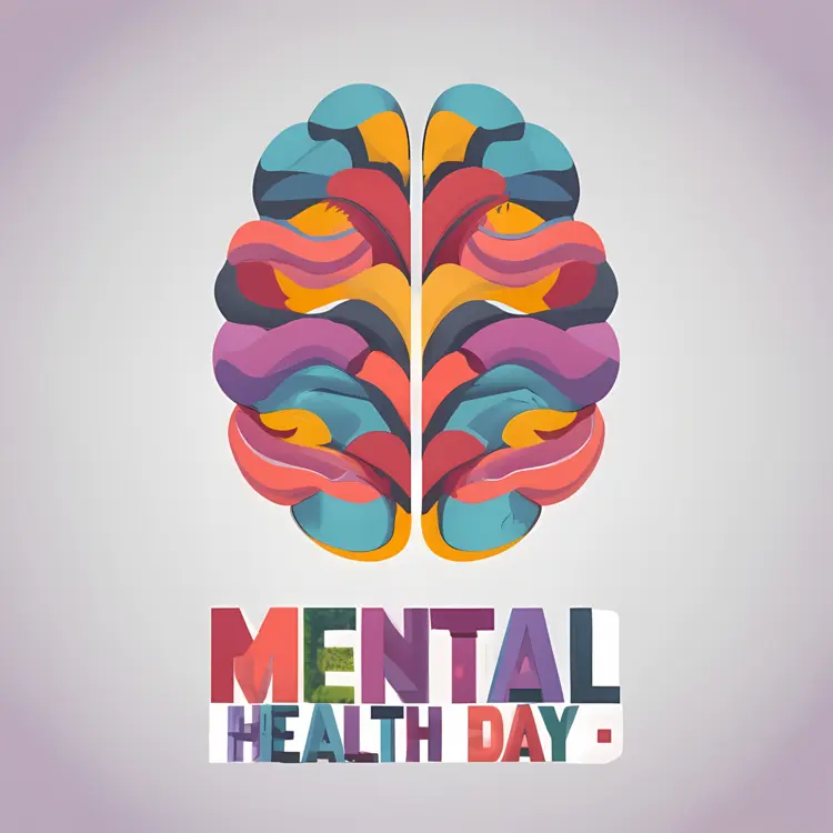 Colorful Brain Illustration for Mental Health Day