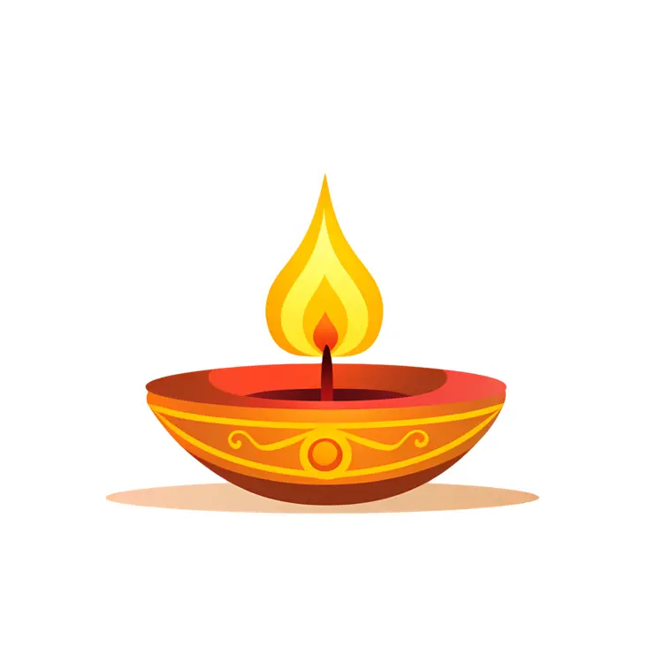 Traditional Diya Lamp with Flame