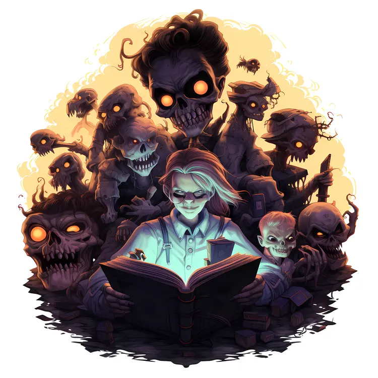 Spooky Zombies Reading a Book