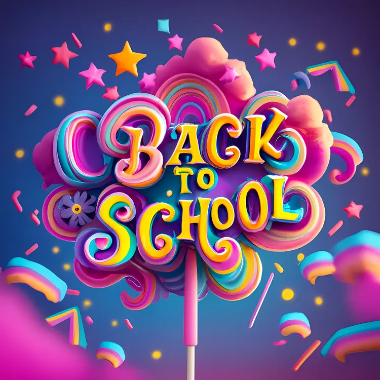 Colorful Back to School Text with Stars