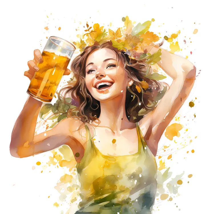 Smiling Woman Holding Beer