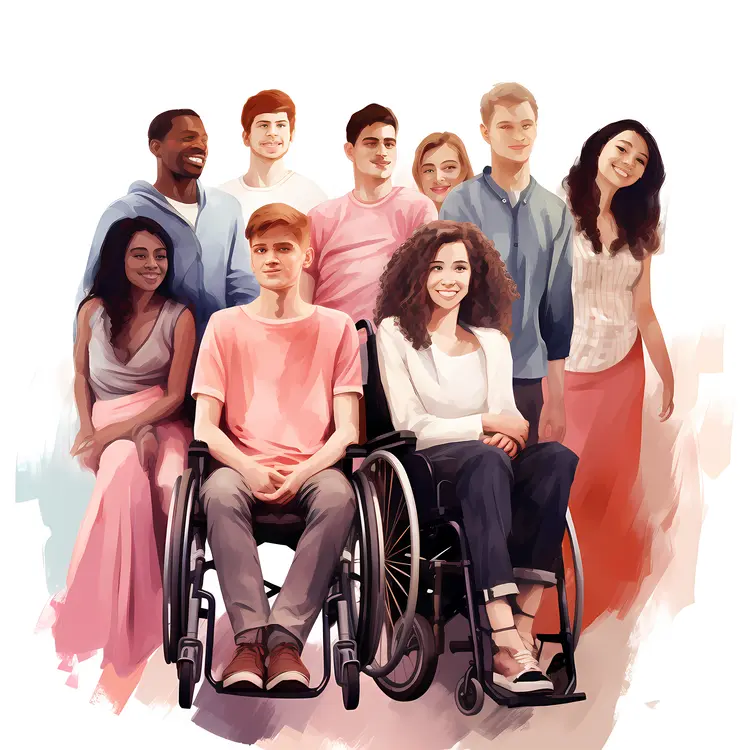 Group of Young Friends with a Person in a Wheelchair